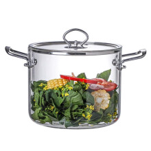 Borosilicate Glass Cooking Pots Heat-Resistant 4.5L Saucepan Stockpot With Lid And Double Handles Noodle Soup