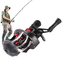 Baitcaster Reel Right-Hand Retrieve Adjustable Saltwater Gear Ratio 7.2:1 Catfish and Trout Fishing Metal Red