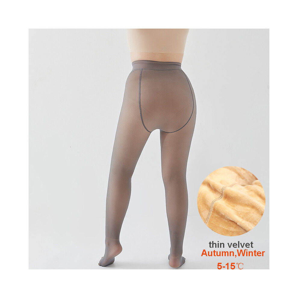 (250g gray tights-One Size)Thick Plus Size Second Skin Hot Autumn Winter Women's Fleece Tights Translucent
