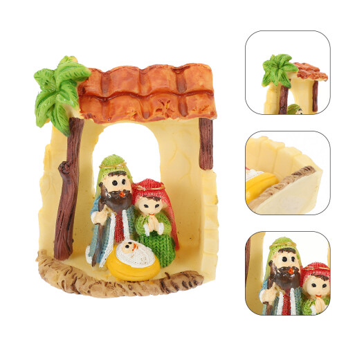 Mini Kerststal Decoratie Hars Beeld Tafelversiering 1