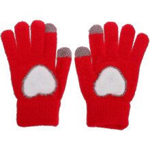 Dames winter gebreide handschoenen hartvormige katoenen wanten warme dikke winddichte touchscreen handschoenen