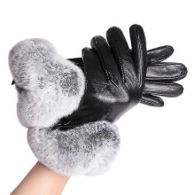 Dames warme pluche handschoenen van echt schapenvacht, winterhandschoenen met touchscreenfunctie, fleece