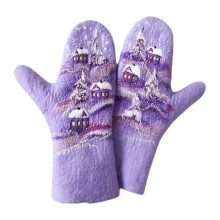 (Paars) Dames winterhandschoenen met volledige vingers van imitatiekasjmier