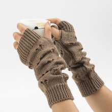 (Lichtgrijs) Gebreide armwarmers voor dames, modieuze handwarmers, winterhandschoenen, gehaakte armwarmers