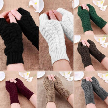 (koffie)Damesmode Populaire gebreide vingerloze winterhandschoenen Zachte warme wanten