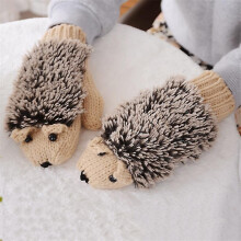 (Beige) Dames/Meisjes Pluche Egel Wanten Winter Warme Handschoenen Gebreide Handschoenen