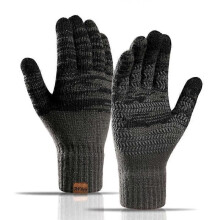 (Dunkelgrau) Warme Winterstrickhandschuhe für Damen und Herren, Herbst und Winter, dick, Farb-Offsetdruck,