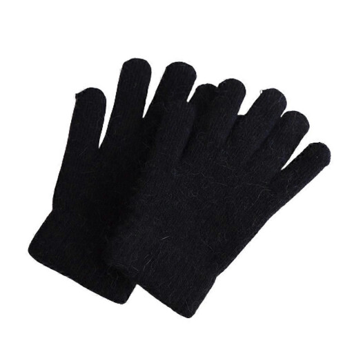 (Schwarze) Winterwarme Strickhandschuhe, dicke Handschuhe, einfarbig, Vollfingerhandschuhe