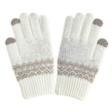 (Weiße) Winterwarme Strickhandschuhe, dicke Touchscreen-Fäustlinge