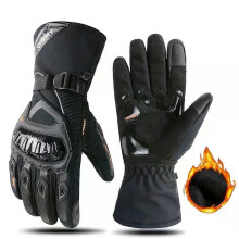 (XL-WN-01 Schwarz) Winterwarme Motorradhandschuhe, wind- und wasserdicht, Motorradhandschuhe