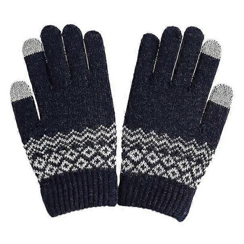 (Schwarze) Winterwarme Strickhandschuhe, dicke Touchscreen-Fäustlinge 2