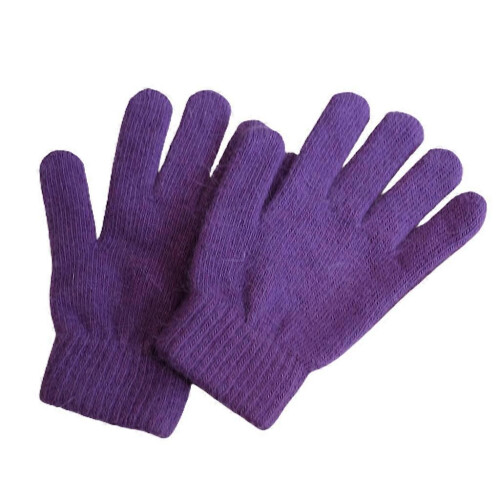 (Lila) Winterwarme Strickhandschuhe, dicke Handschuhe, einfarbig, Vollfingerhandschuhe