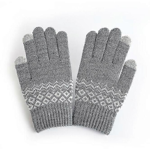(Schwarze) Winterwarme Strickhandschuhe, dicke Touchscreen-Fäustlinge 1