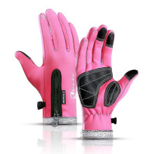 (Hellrosa) Winter-Thermohandschuhe mit Touchscreen-Funktion, rutschfest und winddicht, Fahrradhandschuhe