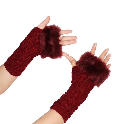 (Alkohol)Winterwarme Handschuhe, dehnbare Fäustlinge für Erwachsene, Plüschbündchen, winddichte Halbfingerhandschuhe,
