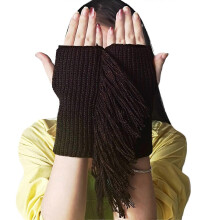 (Kaffee) Winterwarme Handschuhe, dehnbare Fäustlinge, gestrickte Halbfingerhandschuhe für Erwachsene