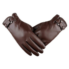 (Kaffee) Winterwarme Handschuhe, dicke, warme Fahrradhandschuhe aus PU-Leder, Touchscreen-Handschuhe