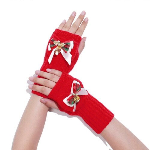 (5) Winterwarme Handschuhe, dehnbare Fäustlinge für Erwachsene, Plüschbündchen, winddichte Halbfingerhandschuhe,