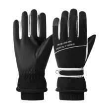 (Schwarz-Weiß) Warme Winterhandschuhe, dick, rutschfest, ideal zum Skifahren, Laufen und für Damen bei