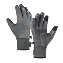 (Mittelgrau) Warme Winterhandschuhe, Touchscreen-Fleece, wasserdichte Fahrradhandschuhe