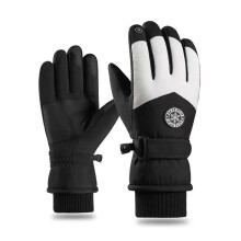 (Ronde Label Man - Zwart Wit) Ademende waterdichte winterhandschoenen voor snowboarden en skiën, geschikt