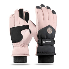 (Ronde labelletters - Zwart poeder) Winter snowboard ski handschoenen, ademende waterdichte handschoenen