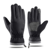 (schwarze) Winterwarme Handschuhe für Damen und Herren, Touchscreen-fähig, wasserdicht, thermisch, für