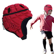 Soft Padded Headguard Adjustable Hood Style Foam Protective Headgear Rugby Goalkeeper For Kids And Youth Size M Black