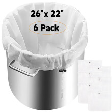 Brew Bag 26x22 Extra Large Fine Mesh Reusable White Drawstring Filter Bag 6 Pack For Beer Nut Milk Cold Brew Coffee Tea