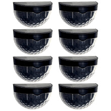 Solar Fence Lights 8-Pack, Half-Round Design With 6 LEDs, Automatic Outdoor Wall Lighting, Solar-Powered, Weatherproof