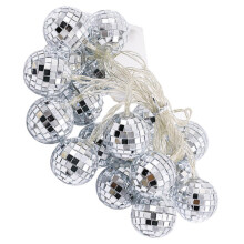 LED Mirror Ball Light String Festoon Lights, Battery-Powered, Indoor Outdoor Use, Decorative String Lights for Parties