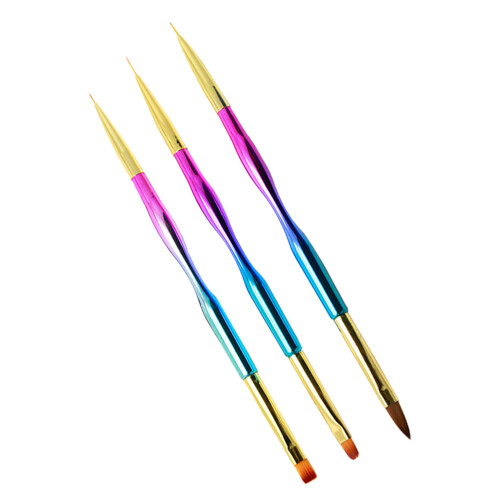 3Pcs Nail Art Pens Copper Nylon Fine Brush Assorted Use