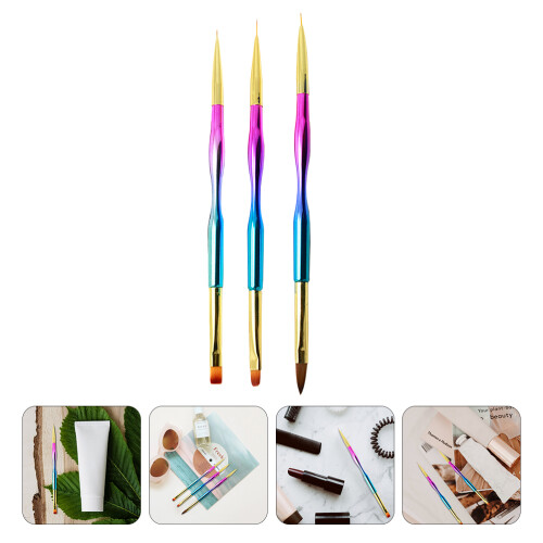 3Pcs Nail Art Pens Copper Nylon Fine Brush Assorted Use 1