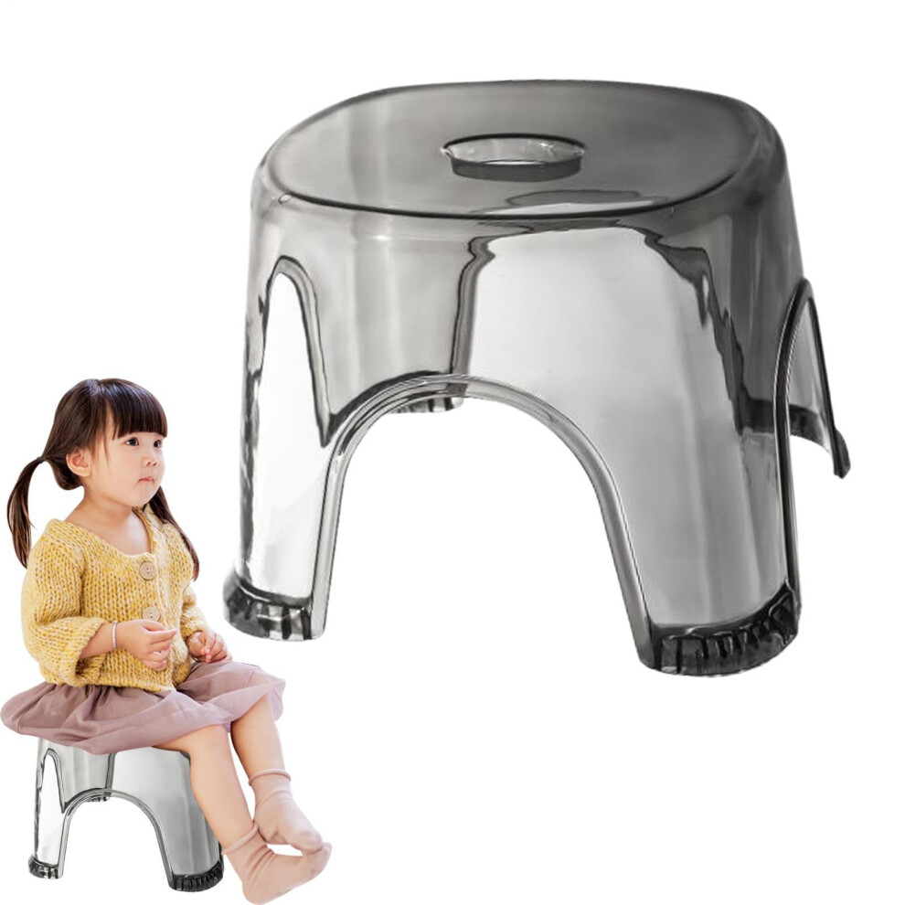 Clear Shower Stool Transparent Non-Slip Waterproof For Small Bathroom Bedside Use In Corner Spaces 22 cm Height Crystal Gray 1 Pack