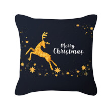 Merry Christmas Black Gold Throw Pillow Cushion Cover Snowflake Reindeer Pattern Holiday Decor
