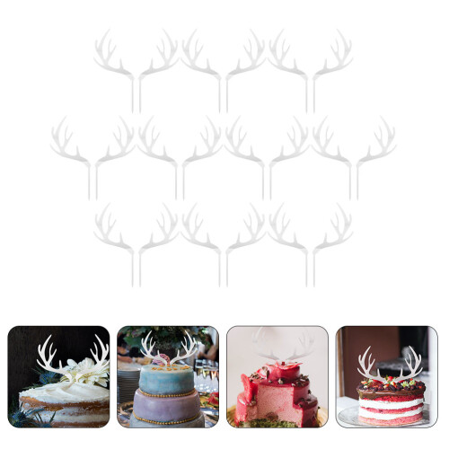 20 Stuks Rendiergewei Cakeprikkers Kerst Cupcake Decoratie 2