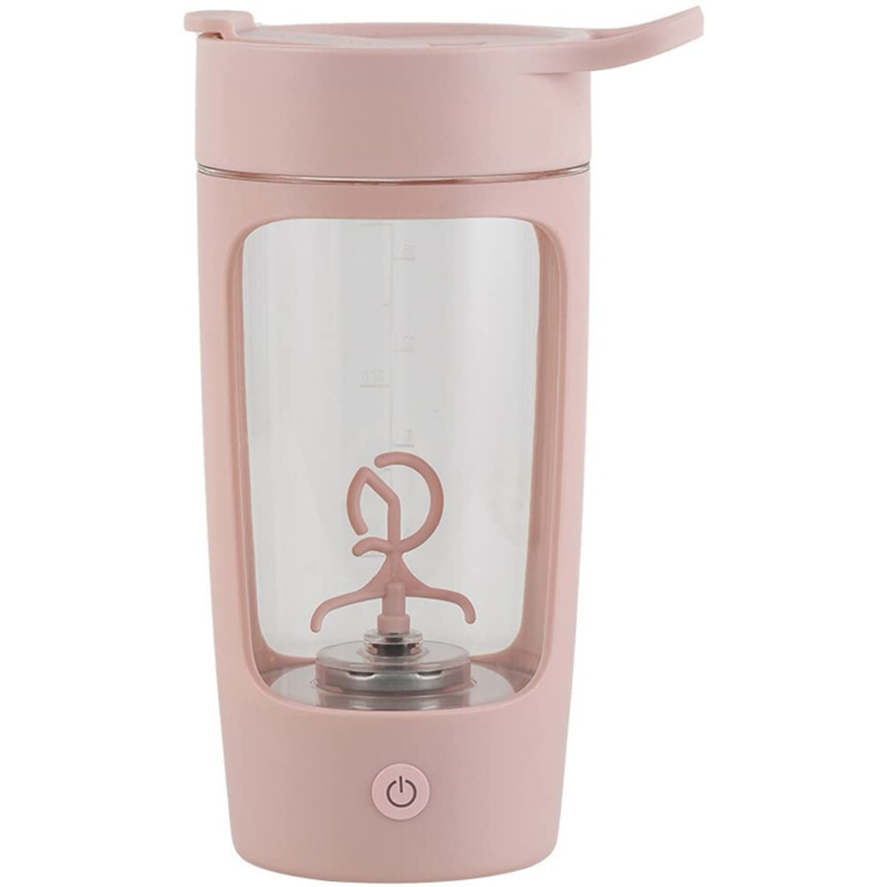 Pink Protein Powder Mixer Shaker Cup Electric Portable Bottle For Coffee Usb Rechargeable 1200Mah