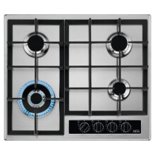 60cm Four Burner Gas Hob With Cast Iron Pan Stands : Stainless Steel