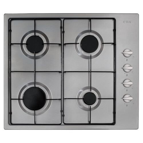 CDA 58cm 4 burner gas hob : side control : Stainless Steel