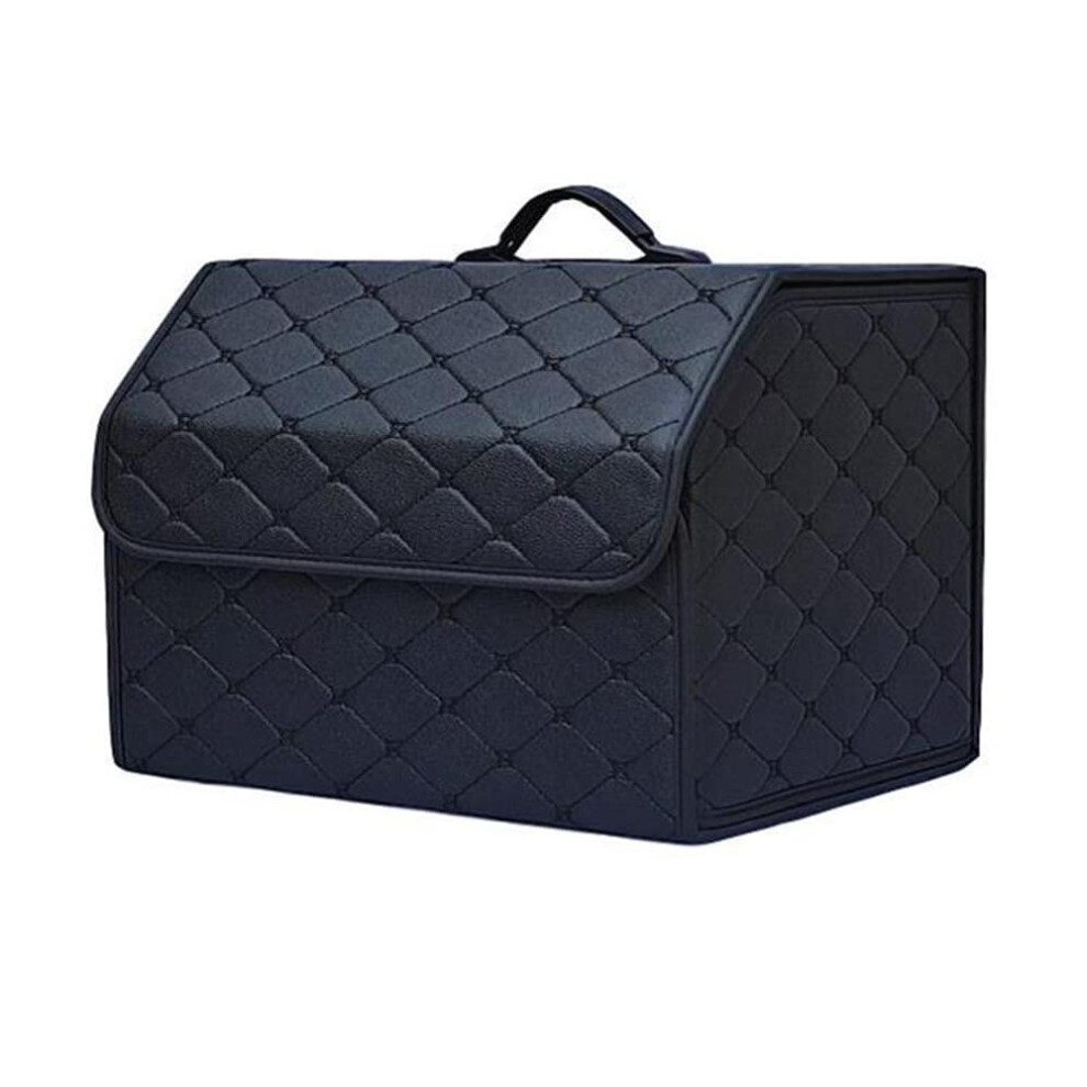 Car Collapsible Trunk Tidy Storage Organiser Box For Volvo Xc Xc40 Xc60 Xc90 - Pu Leather Waterproof Foldable Lid Black 9393856346738