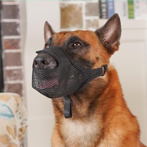 No Bark Muzzle for Dogs Breathable Mesh Basket Muzzle Anti Biting Soft Mesh Adjustable XL Black 1