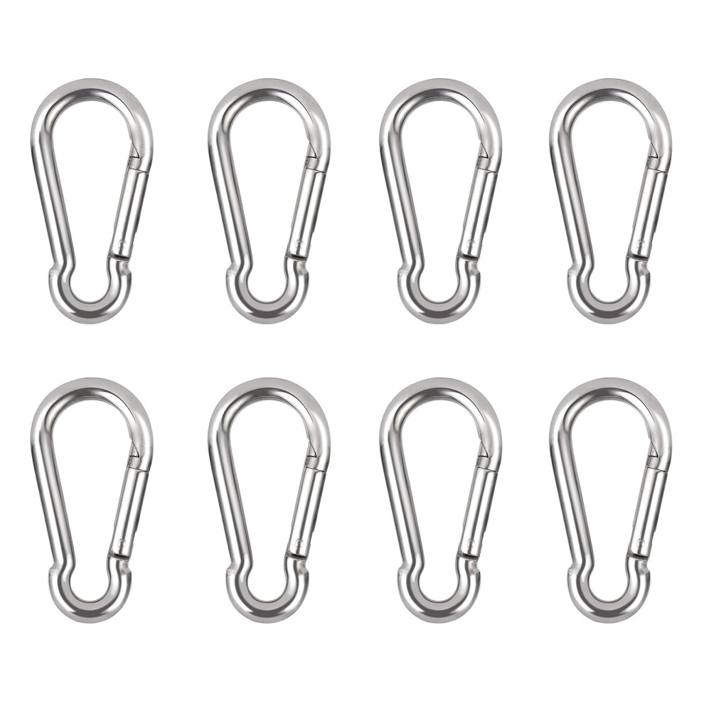 Carabiner Clip 8 Pack Heavy Duty Large Keyring Compatible Camping Fishing Hiking Accessories Silver 9016109412065