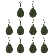 Carp Fishing Weights Sinkers 10 Pcs Flat Pear Swivel 57G Green for Saltwater and Freshwater Carp Sea Fishing