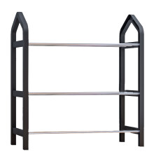 Schuhe Organizer 3-Tier Kunststoff & Stahl Schuhablage Schwarz