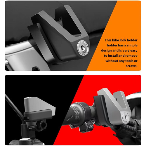 Handlebar Lock Mount Portable Lock Frame, Lightweight Frame Mounting Kit, Multifunctional Lock Holder, Bike Lock Bracket 2