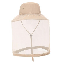 Mosquito Head Net Hat Beekeeping, Beekeeper Head Net Hat With Chin Strap, Multicolor For Gardening And Camping, Beige