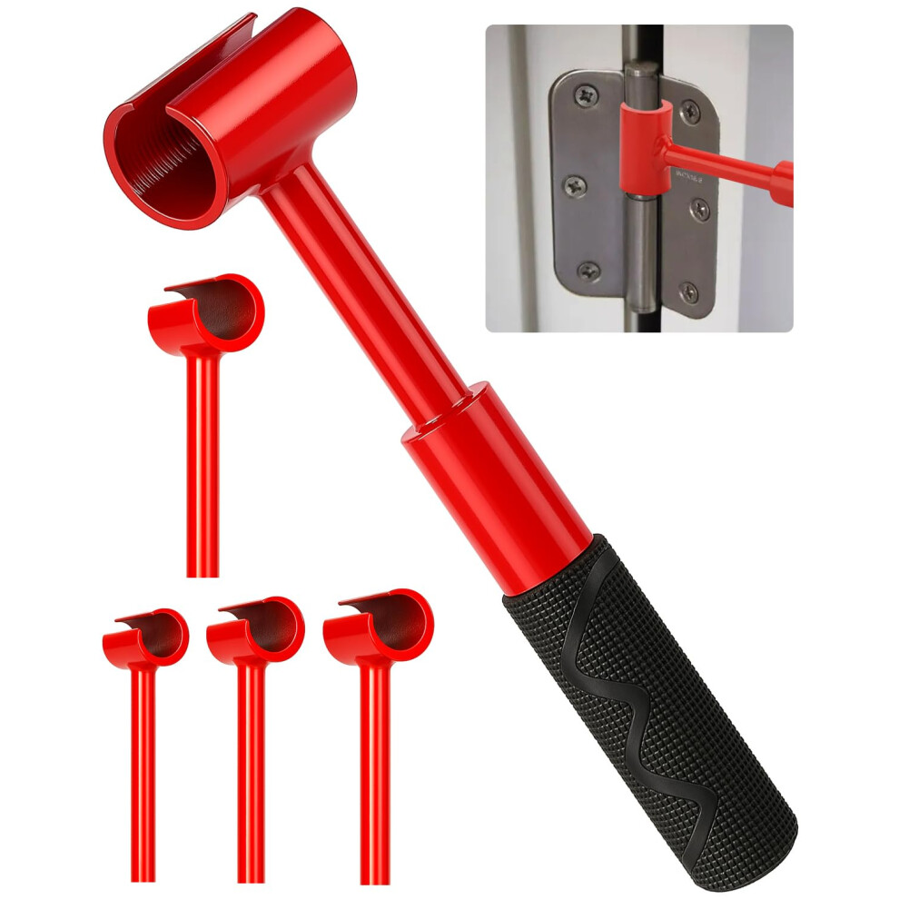 Door Hinge Adjustment Tool 4-In-1 Hinge Gap Wrench Kit Steel, Precision Alignment, Residential And Commercial Doors, Red 9016109412430