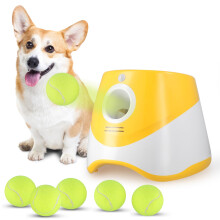 Automatic Dog Ball Launcher Adjustable 10-30ft Distance, Indoor Outdoor Tennis Ball Launcher, 6 Mini Balls, Small Dogs