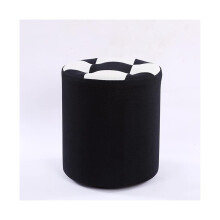 Outdoor Round Ottoman Stool Black Medium Size Foot Rest for Patio Garden Camping or Home
