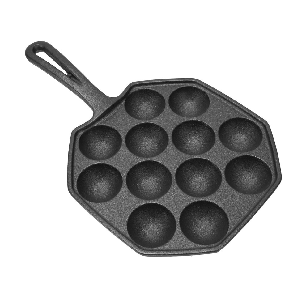 Takoyaki Pan, 12-Grid Cast Iron Takoyaki Grill Pan, Non-Stick, Easy to Clean, Ebelskiver Pan For Octopus Balls-image-OPC-PM7SX8J-NEW